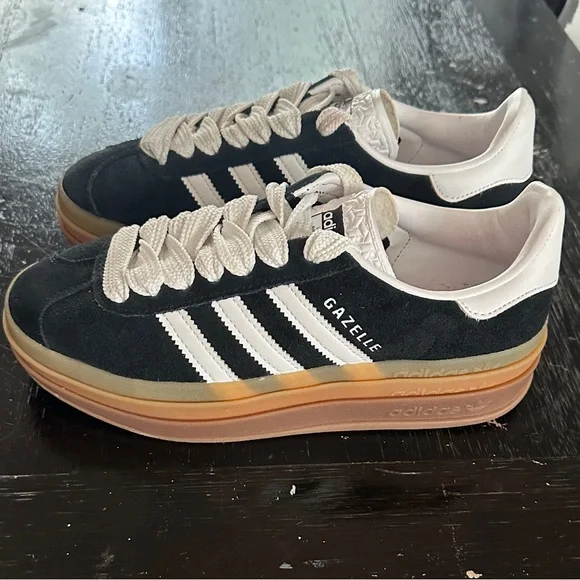 Adidas Gazelle Black with White Stripes Sneakers - Picture 3 of 4